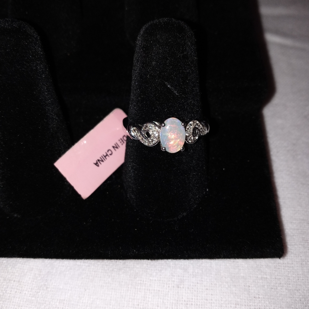 Opal & Diamond Accent Ring - Picture 2 of 4